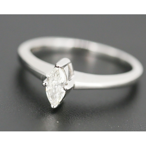 71 - Four Claw Set Marquise Cut Diamond Solitaire Ring Set in 18 Carat White Gold Total Diamond Carat Wei... 