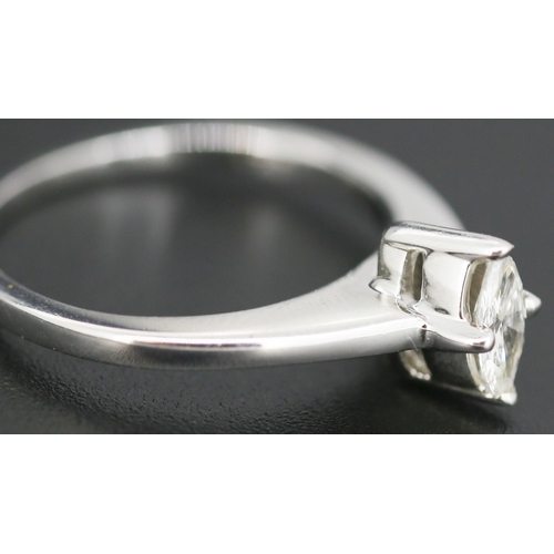 71 - Four Claw Set Marquise Cut Diamond Solitaire Ring Set in 18 Carat White Gold Total Diamond Carat Wei... 