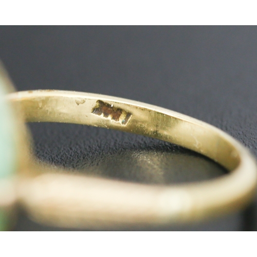 73 - Jade Single Stone Set Ring Mounted in 18 Carat Yellow Gold Ring Size M