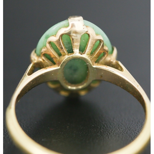 73 - Jade Single Stone Set Ring Mounted in 18 Carat Yellow Gold Ring Size M