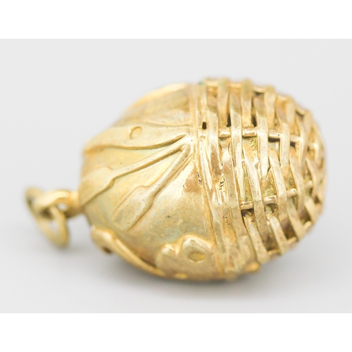 74 - Russian Gilt Silver Swan Motif Egg Pendant 2.5cm