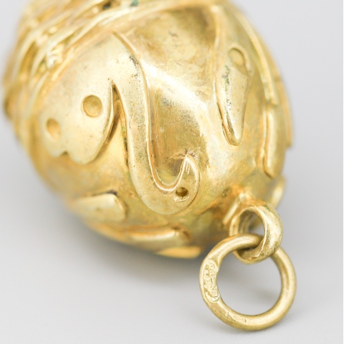 74 - Russian Gilt Silver Swan Motif Egg Pendant 2.5cm
