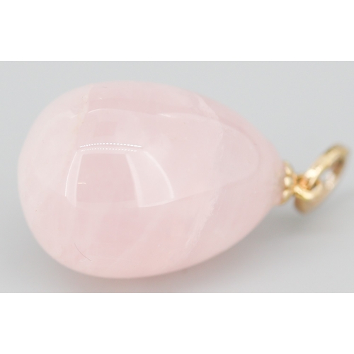 75 - Russian Rose Quartz Egg Pendant with 14 Carat Rose Gold Bail 2.5cm