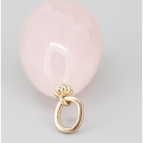 75 - Russian Rose Quartz Egg Pendant with 14 Carat Rose Gold Bail 2.5cm