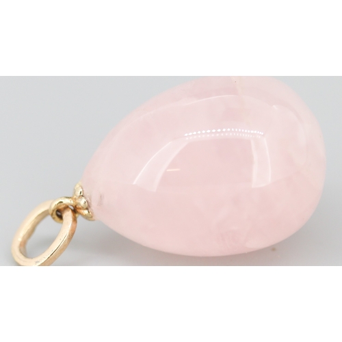 75 - Russian Rose Quartz Egg Pendant with 14 Carat Rose Gold Bail 2.5cm