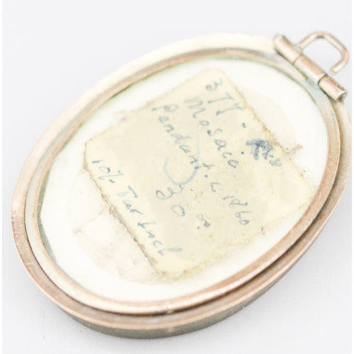 80 - Pietra Dura Mosaic Floral Motif Framed Pendant Circa 1860 4cm High