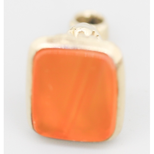 82 - Carnelian Set Seal Fob Pendant Mounted in 9 Carat Yellow Gold 2.5cm High