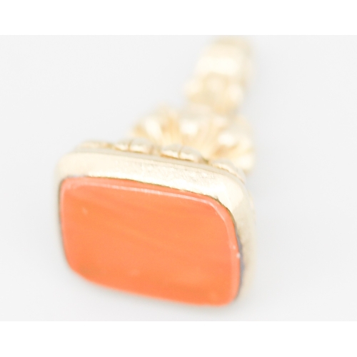 82 - Carnelian Set Seal Fob Pendant Mounted in 9 Carat Yellow Gold 2.5cm High
