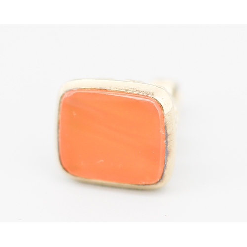 82 - Carnelian Set Seal Fob Pendant Mounted in 9 Carat Yellow Gold 2.5cm High