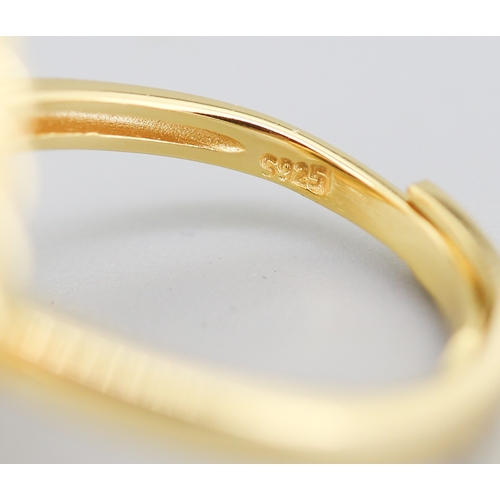 86 - Attractively Detailed Lapis Lazuli Set Single Stone Ring Mounted in Silver Gilt Ring Size O and Adju... 