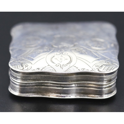 88 - Silver Cushion Form Pill Box Incised Detail Hinged Cover 4.5cm by 4.5cm