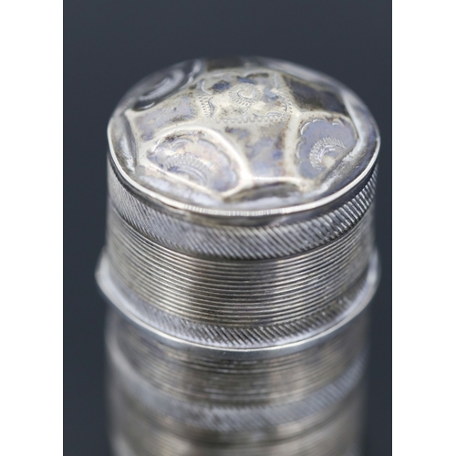 89 - Silver Cylindrical Form Pill Box 5cm High