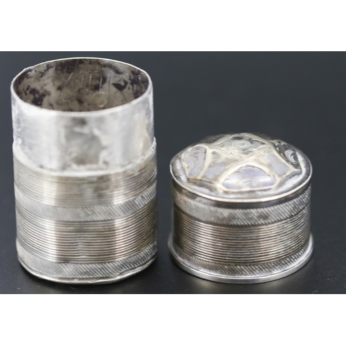 89 - Silver Cylindrical Form Pill Box 5cm High