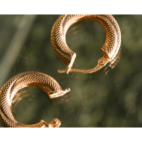 9 - Pair of 9 Carat Yellow Gold Twist Form Hoop Earrings 2cm