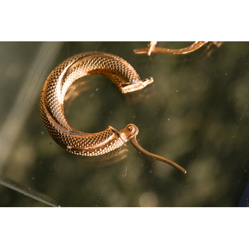 9 - Pair of 9 Carat Yellow Gold Twist Form Hoop Earrings 2cm