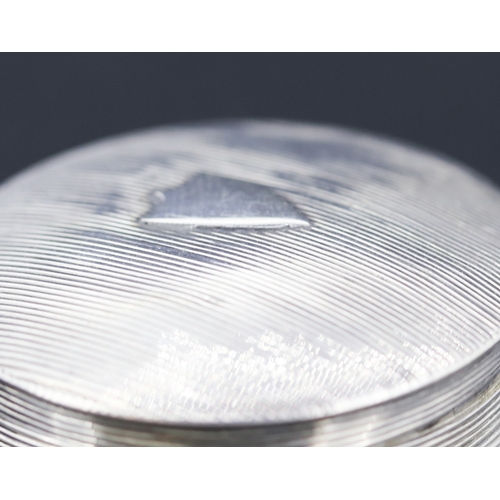 90 - Silver Circular Form Pill Box Shield Motif 5cm Diameter