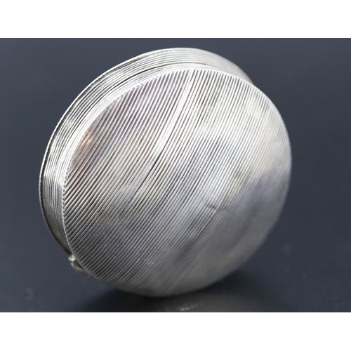 90 - Silver Circular Form Pill Box Shield Motif 5cm Diameter