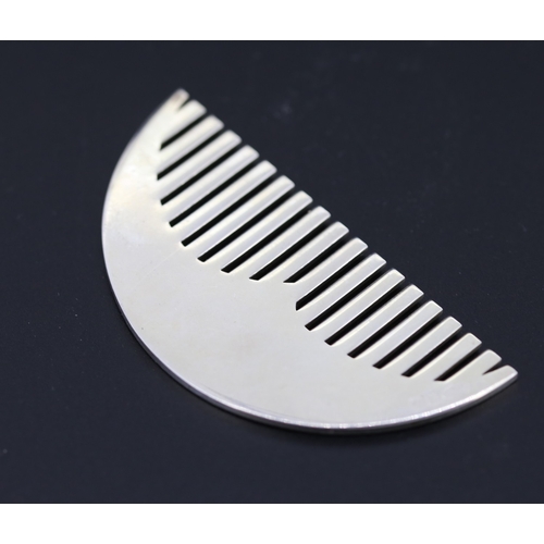 95 - Irish Silver Crescent Moon Form Comb 7cm