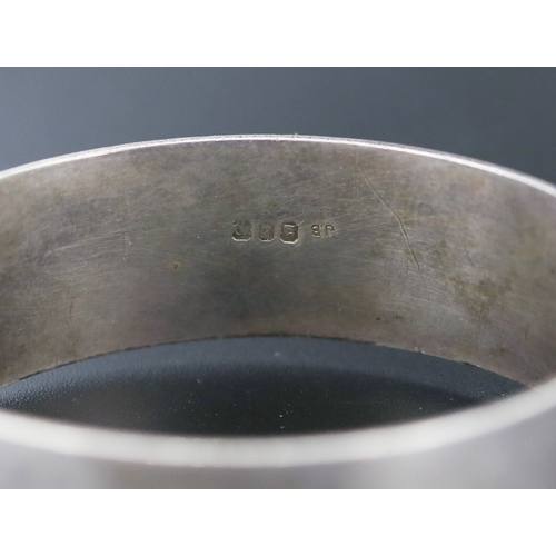 96 - Silver Bangle Bracelet Incised Detail Inner Width 6cm