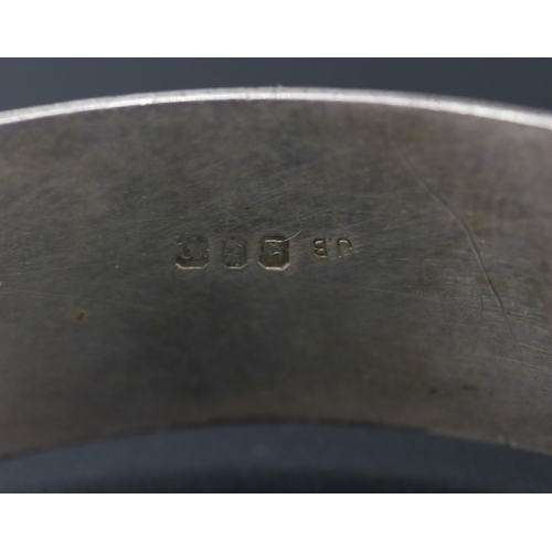 96 - Silver Bangle Bracelet Incised Detail Inner Width 6cm