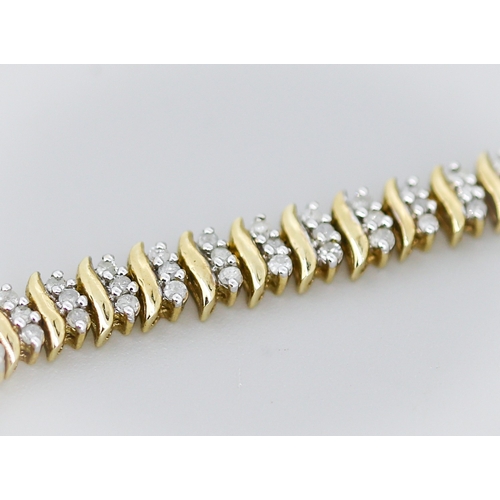 12 - Diamond Cluster Set S Link Necklace Mounted in 9 Carat Yellow Gold 40cm Long Total Diamond Carat Wei... 
