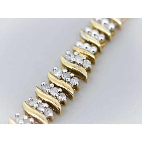 12 - Diamond Cluster Set S Link Necklace Mounted in 9 Carat Yellow Gold 40cm Long Total Diamond Carat Wei... 