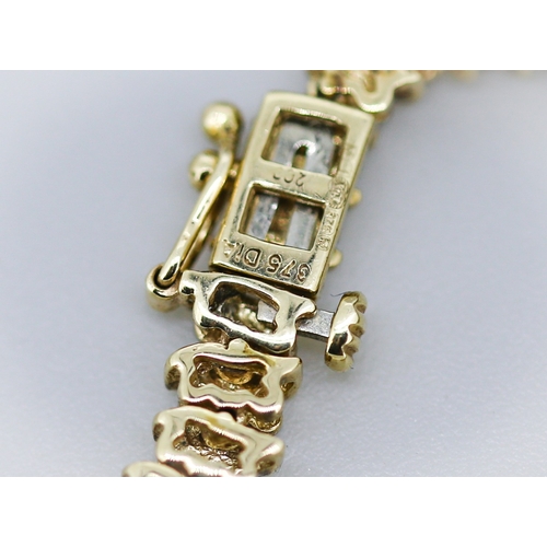 12 - Diamond Cluster Set S Link Necklace Mounted in 9 Carat Yellow Gold 40cm Long Total Diamond Carat Wei... 