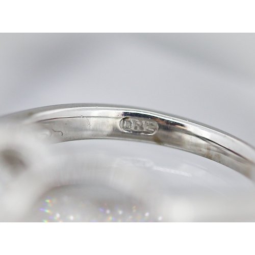 13 - Diamond Centre Stone Ring Ribbon Form with Further Diamonds Set to Shoulders Mounted in 18 Carat Whi... 