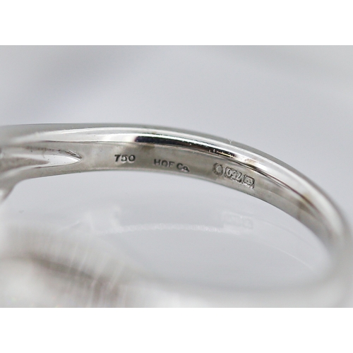 13 - Diamond Centre Stone Ring Ribbon Form with Further Diamonds Set to Shoulders Mounted in 18 Carat Whi... 