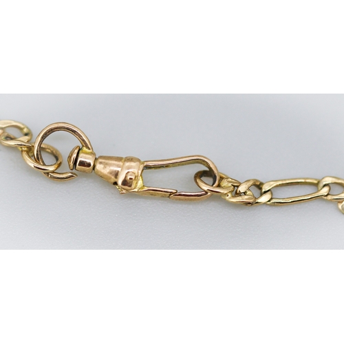 19 - 9 Carat Yellow Gold Figaro Link T-Bar Chain Necklace 46cm Long