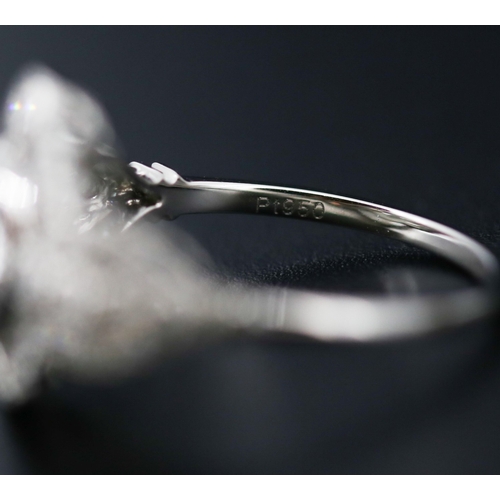 20 - Finely Detailed Diamond Centre Stone Ring with Diamond Set Cluster Surround Mounted in Platinum Cent... 
