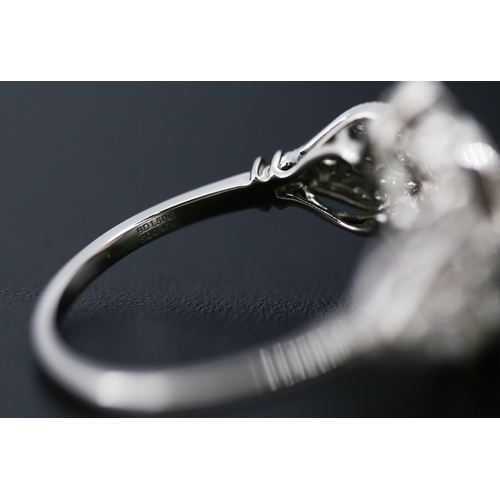 20 - Finely Detailed Diamond Centre Stone Ring with Diamond Set Cluster Surround Mounted in Platinum Cent... 