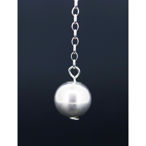 21 - Amber Set Globe Drop Pendant Mounted in Silver 5cm Diameter Set on Silver Chain 42cm Long