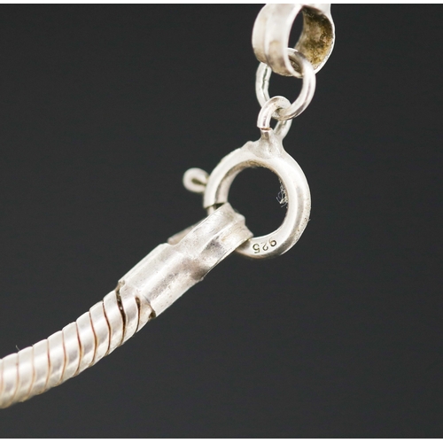 21 - Amber Set Globe Drop Pendant Mounted in Silver 5cm Diameter Set on Silver Chain 42cm Long