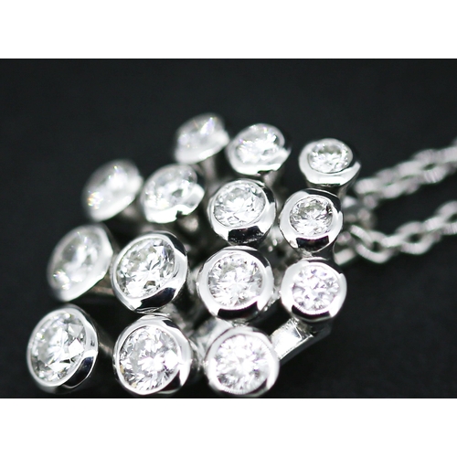 26 - Diamond Bezel Set Fourteen Stone Pendant Mounted in 18 Carat White Gold 1.5cm High Set on 18 Carat W... 