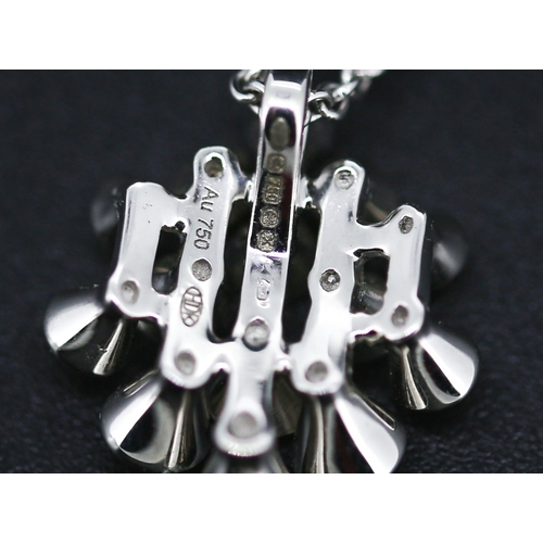 26 - Diamond Bezel Set Fourteen Stone Pendant Mounted in 18 Carat White Gold 1.5cm High Set on 18 Carat W... 