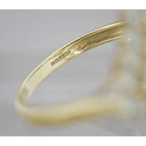 27 - Aquamarine Cluster Ring Mounted in 9 Carat Yellow Gold Ring Size S