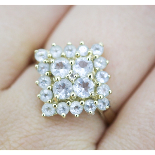 27 - Aquamarine Cluster Ring Mounted in 9 Carat Yellow Gold Ring Size S