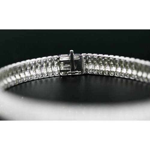 28 - Finely Detailed Diamond Four Row Cluster Set Bracelet Mounted in 18 Carat White Gold Total Diamond C... 