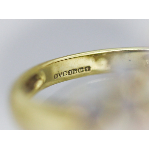 3 - Attractively Detailed Opal Cluster Set Ring Mounted in 9 Carat Yellow Gold Ring Size K