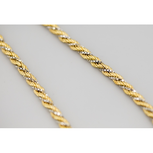 34 - Attractively Detailed 9 Carat Yellow and White Gold Twisted Rope and Box Link Chain Necklace 46cm Lo... 