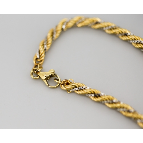 34 - Attractively Detailed 9 Carat Yellow and White Gold Twisted Rope and Box Link Chain Necklace 46cm Lo... 