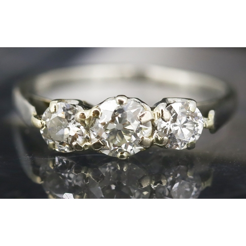 Diamond Three Stone Ring Mounted in Platinum Ring Size K