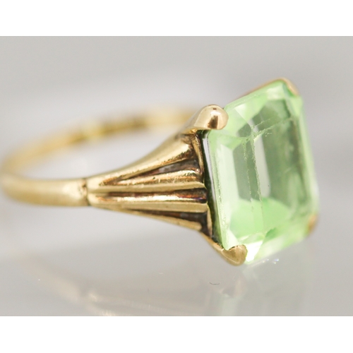 39 - Prasiolite Set Single Stone Ring Mounted in 9 Carat Yellow Gold Ring Size M