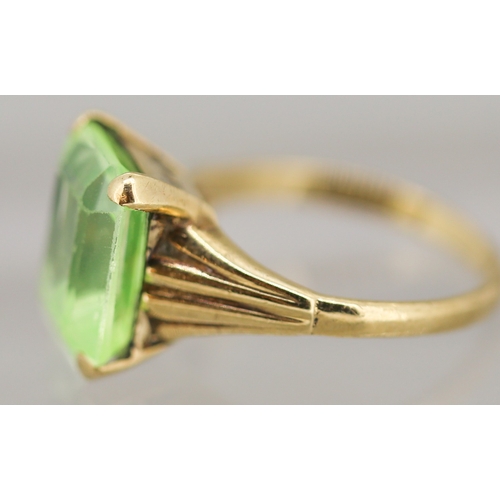 39 - Prasiolite Set Single Stone Ring Mounted in 9 Carat Yellow Gold Ring Size M