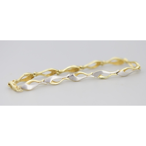 42 - 14 Carat Yellow and White Gold Fancy Link Bracelet 19.5cm Long