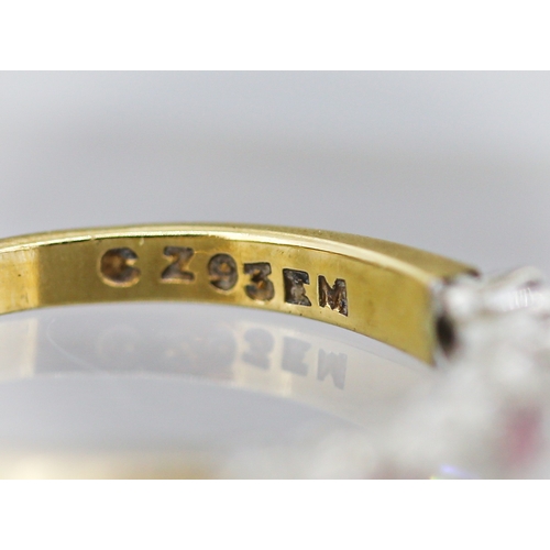 5 - Ruby and Cubic Zirconia Set Seven Stone Set Ring Mounted in 9 Carat Yellow Gold Ring Size Q