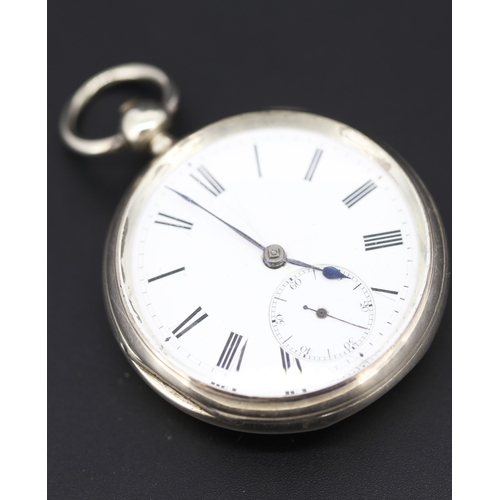 Silver Cased Pocket Watch Roman Numerals 113.8 grams