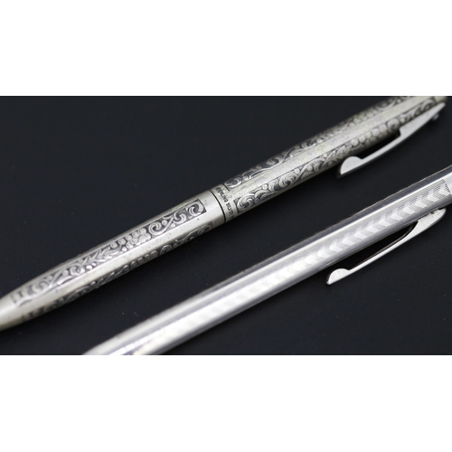 55 - Attractively Detailed Sterling Silver Cased Sheaffer Pencil and Sterling Silver Cased Eversharp Penc... 