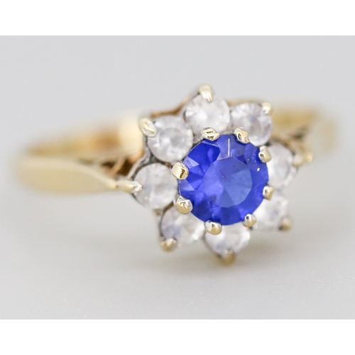 57 - Cubic Zirconia Set Daisy Cluster Ring Mounted in 9 Carat Yellow Gold Ring Size P